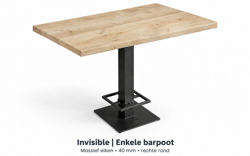 Compacte eiken bartafel met rechte rand &ndash; enkele barpoot